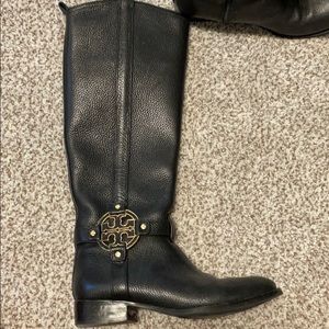 Tory Burch leather black riding boot